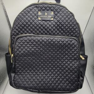 London Fog Quilted 100th Anniversary Black Libby Nylon Backpack Purse - LIKE NEW